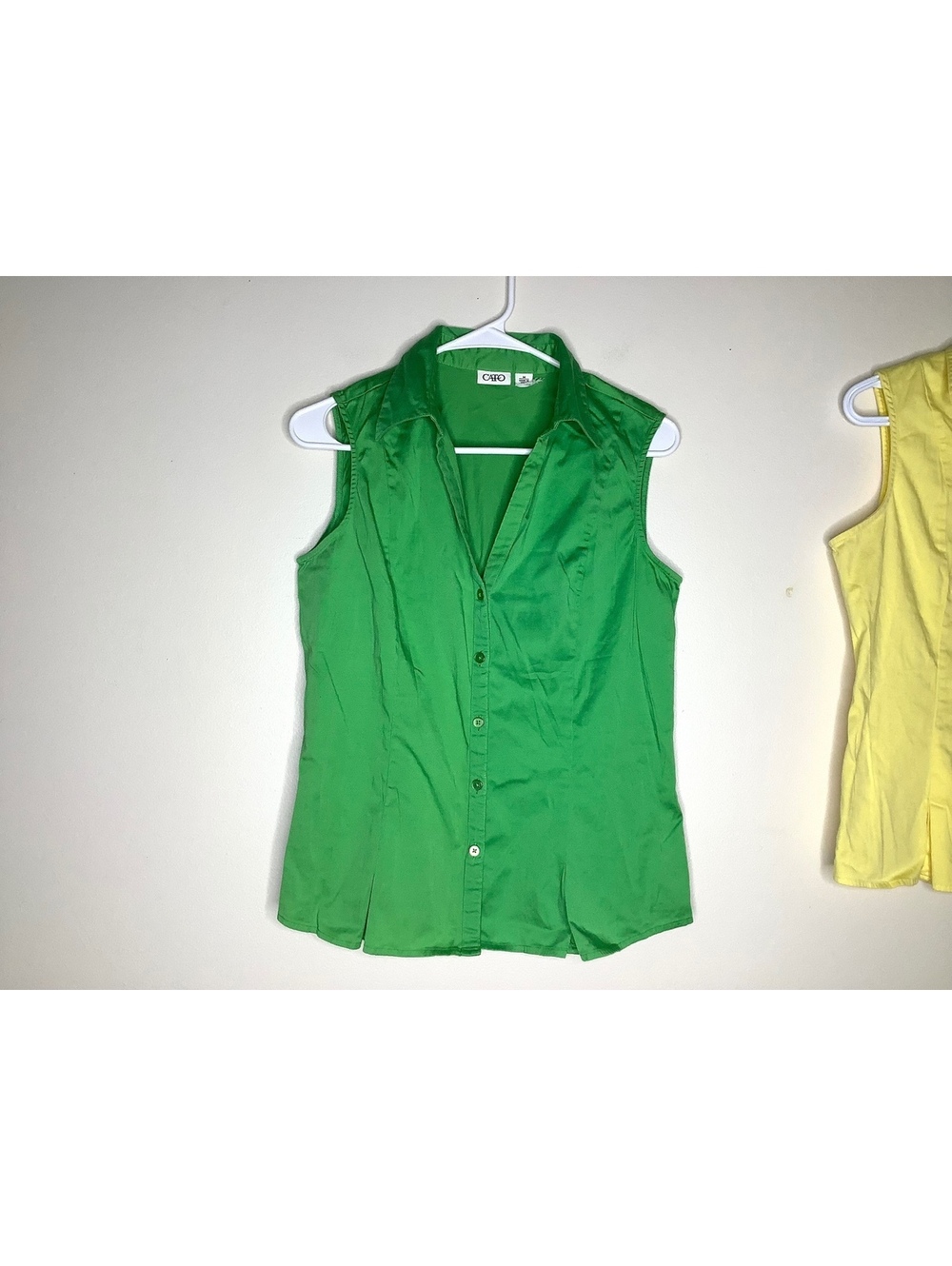 < Cato Green & Yellow Cotton Button Front Shirt Bundle Size Medium > - Picture 5 of 8